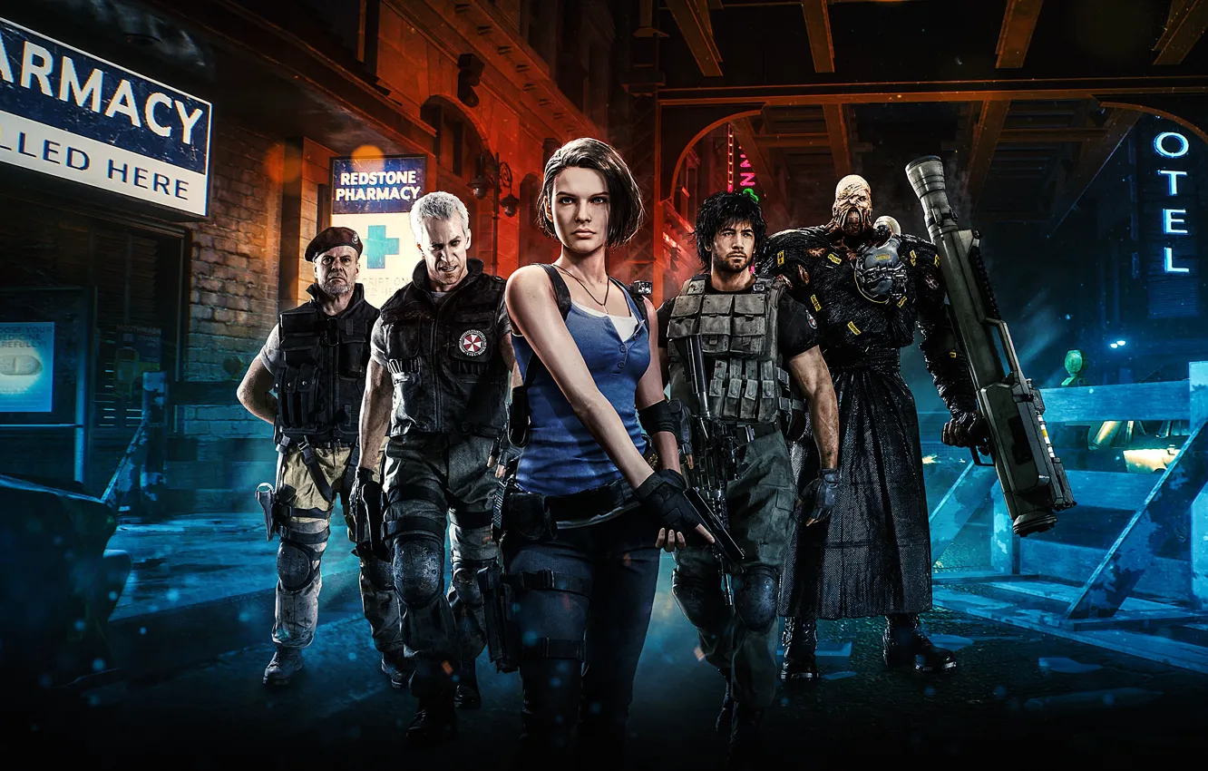 Фото обои gun, pistol, resident evil, biohazard, weapon, woman, man, bow