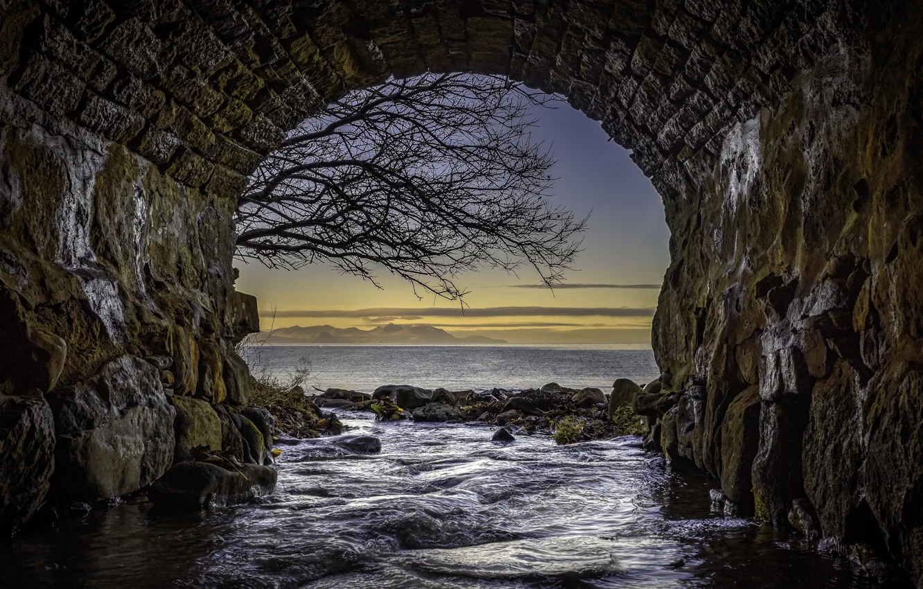 Фото обои Bridge, Scotland, Tunnel, Seascape