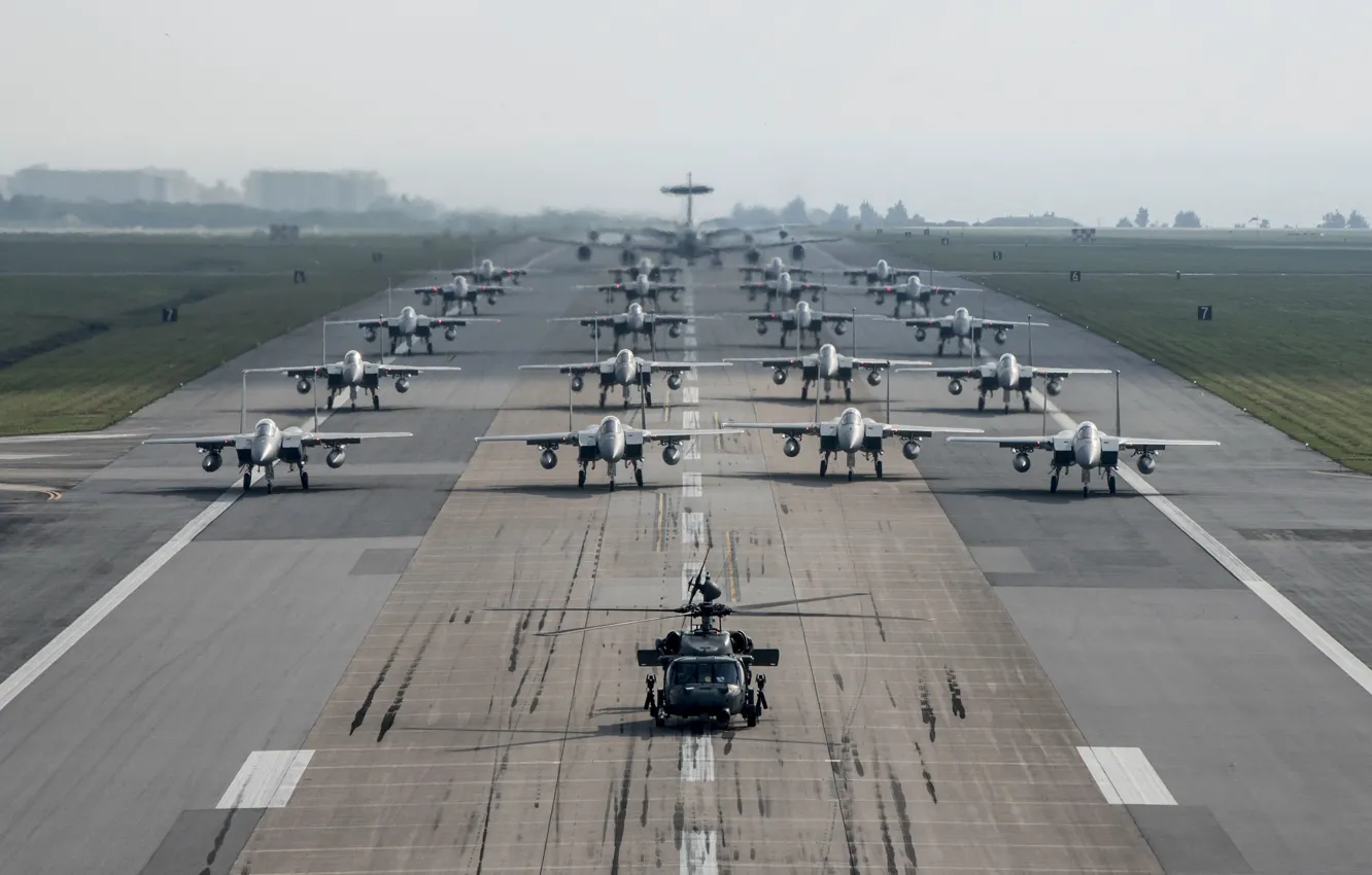 Фото обои F-15, HH-60, AWACS, Kadena Air Base, US Air Force, KC-135, Stratotanker