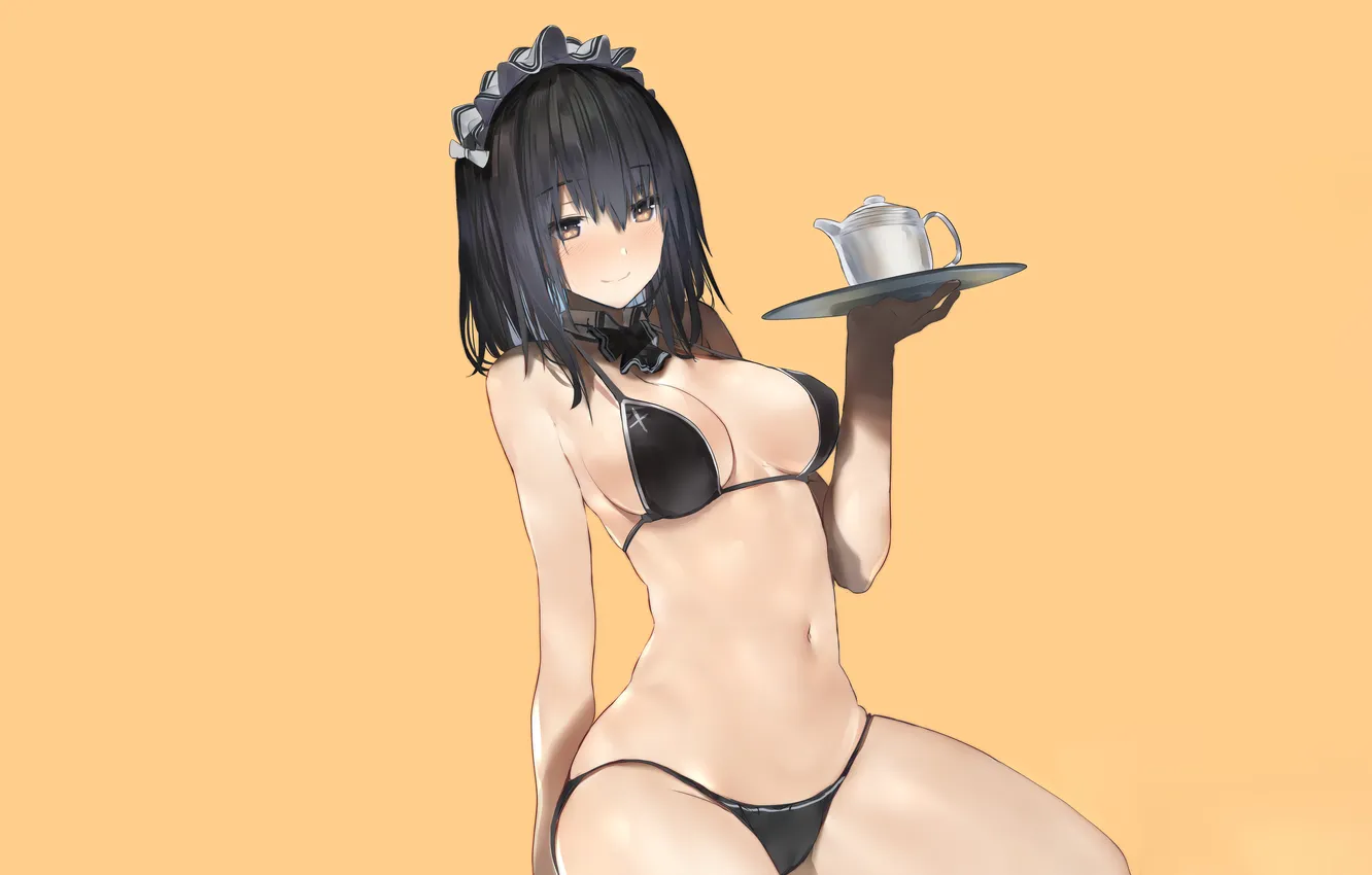 Фото обои girl, sexy, cleavage, boobs, sexy girl, anime, beautiful, short hair