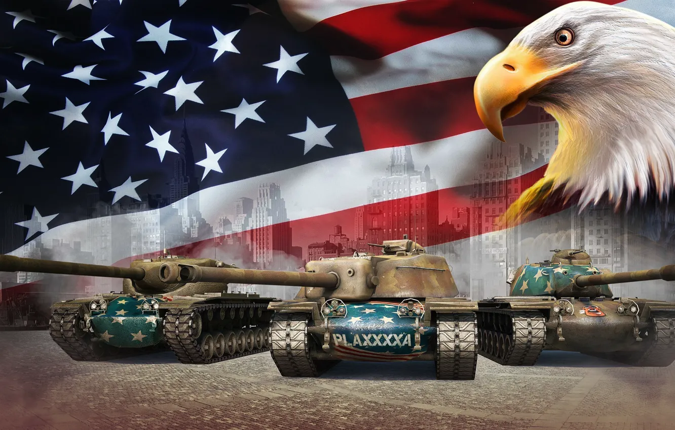 Фото обои США, Танки, World of Tanks, Орлы, T57 Heavy