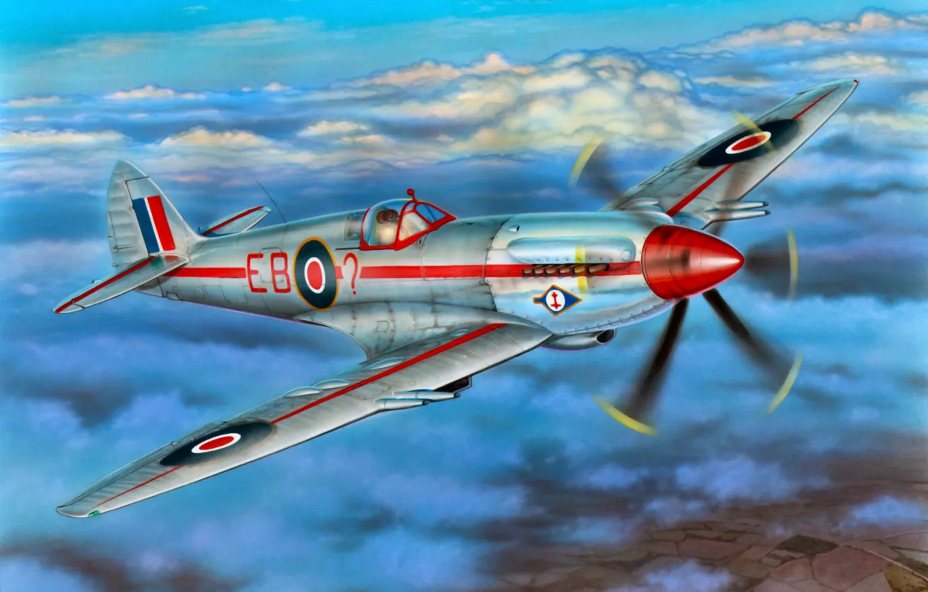 Фото обои war, art, airplane, painting, aviation, Supermarine Spitfire F Mk.21 &ampquot;Contraprop&ampquot;