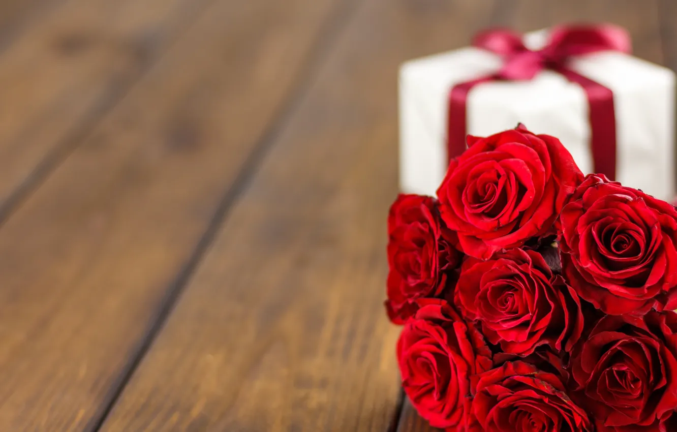 Фото обои цветы, подарок, розы, букет, красные, red, love, flowers
