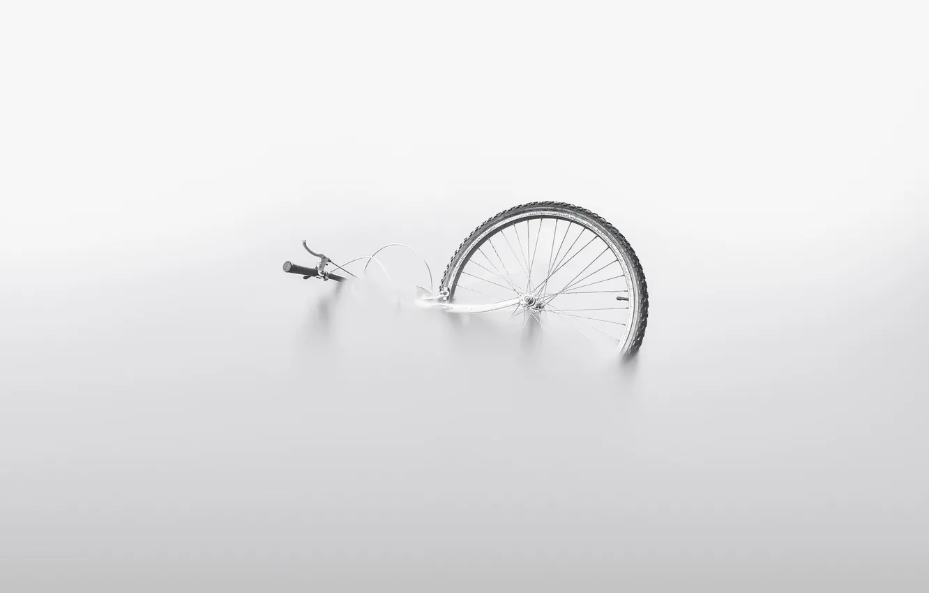 Фото обои вода, велосипед, туман