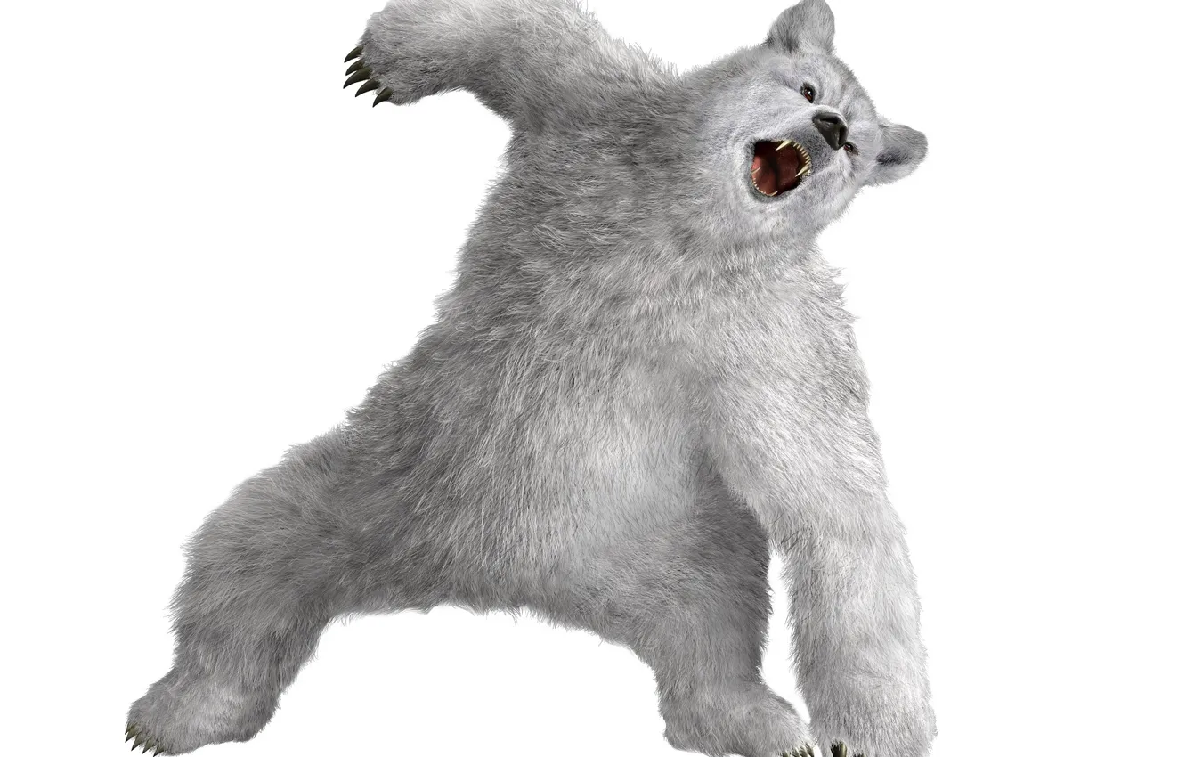 Фото обои белый, медведь, пасть, когти, клыки, злой, Tekken, Kuma