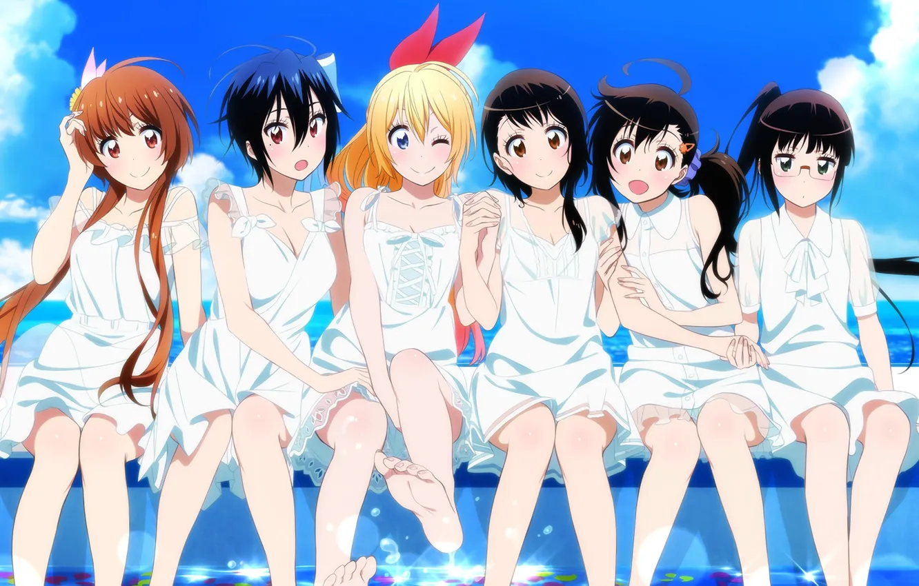Фото обои девушки, anime, art, nisekoi, Seishirou Tsugumi, Chitoge Kirisaki, Marika Tachibana, Ruri Miyamoto