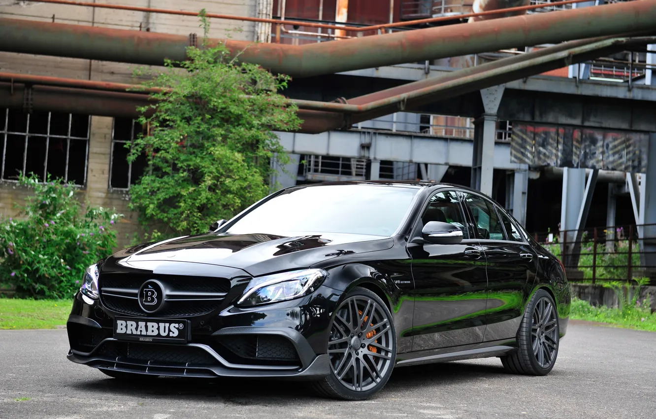 Фото обои Mercedes, Brabus, мерседес, AMG, брабус, амг, C 63, 2015