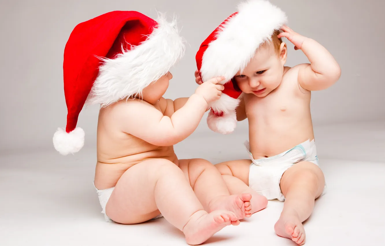 Фото обои дети, малыш, Новый год, new year, merry christmas, children, kid, playing