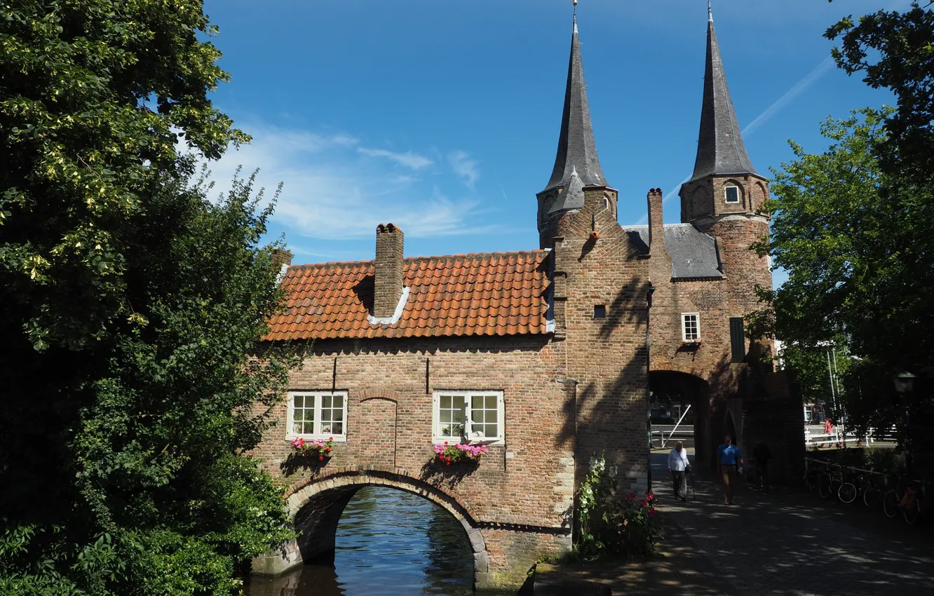 Фото обои Нидерланды, Архитектура, Netherlands, Architecture, Южная Голландия, Eastern Gate, Delft, Oostpoort