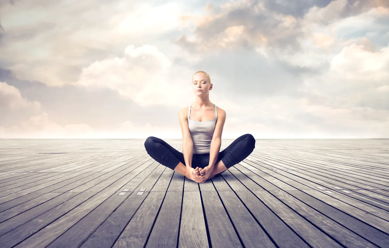 Фото обои девушка, медитация, relax, йога