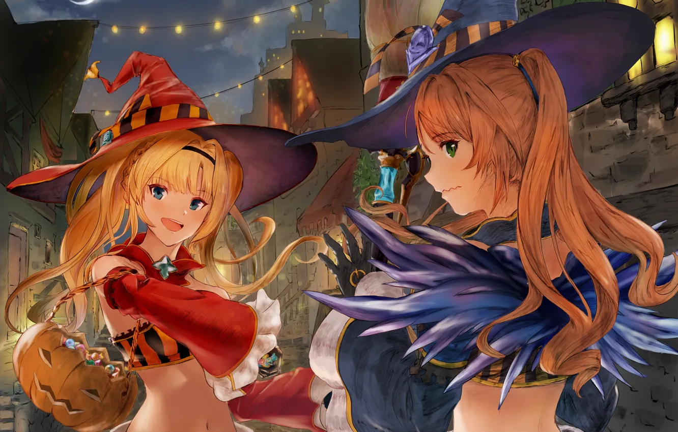Фото обои девушки, тыква, Хеллоуин, Granblue Fantasy