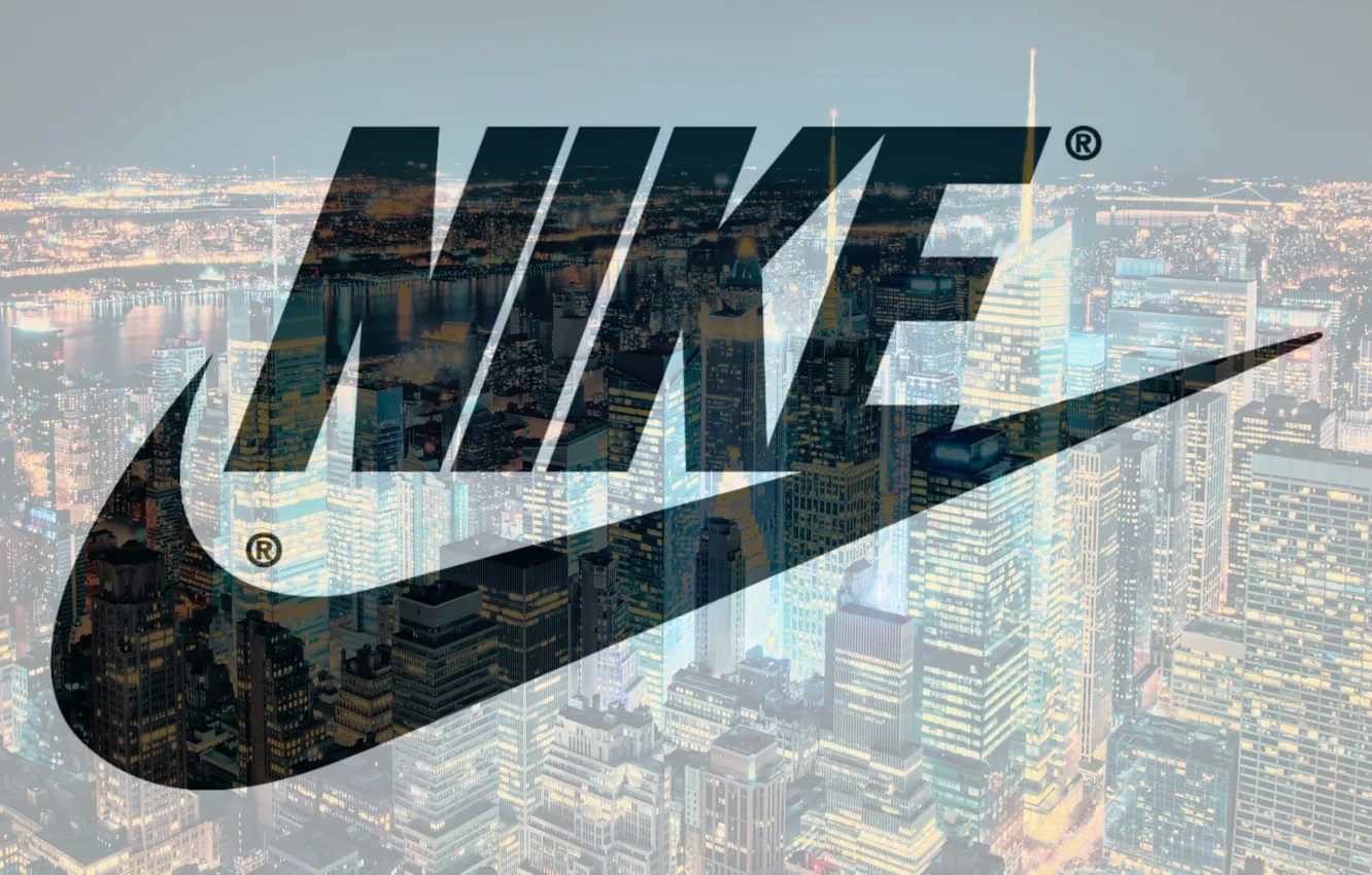 Фото обои night, new york, nike