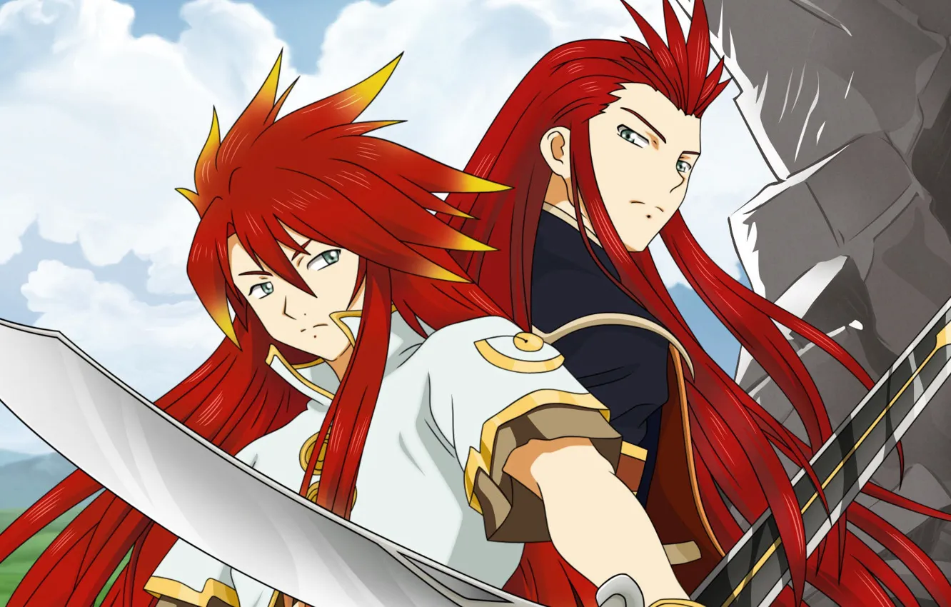 Фото обои фон, аниме, арт, парни, Tales of the Abyss