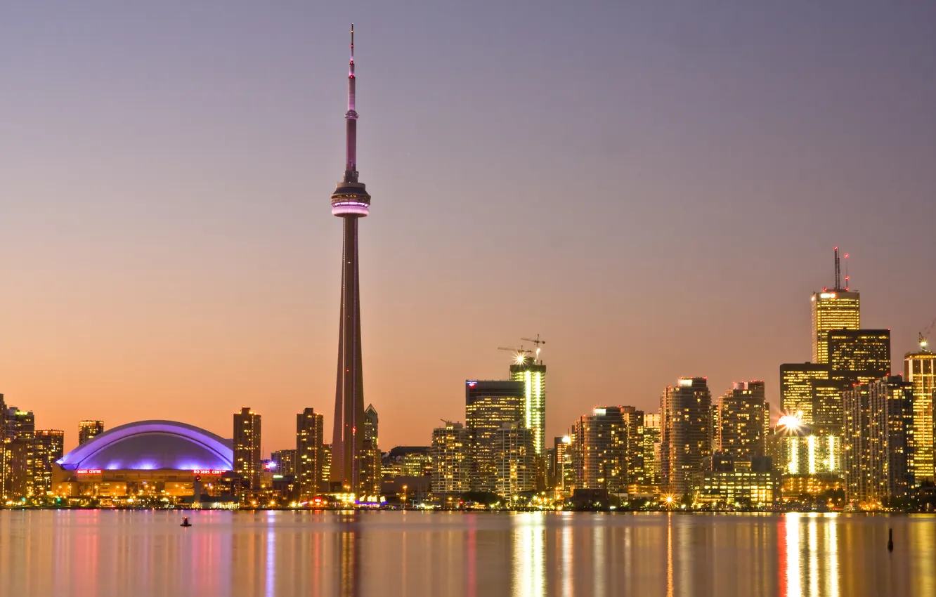 Фото обои город, небоскреб, dusk, Toronto