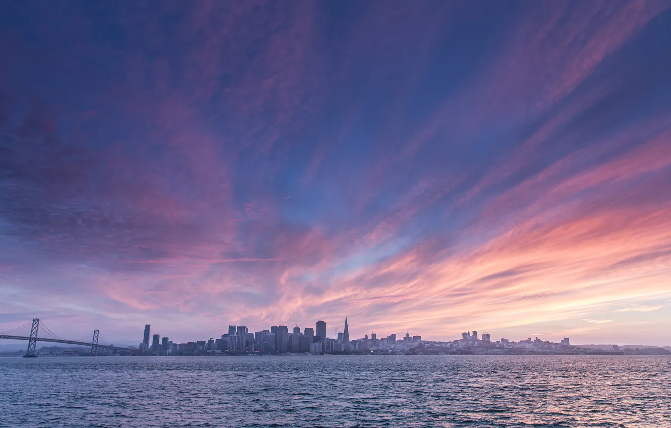 Фото обои город, утро, мегаполис, San Francisco, панорамма