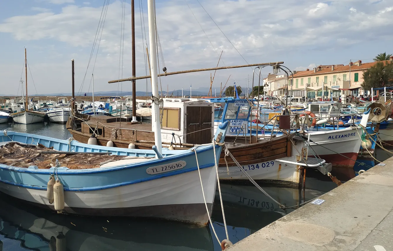 Фото обои sea, boat, french riviera, pointu, brusc