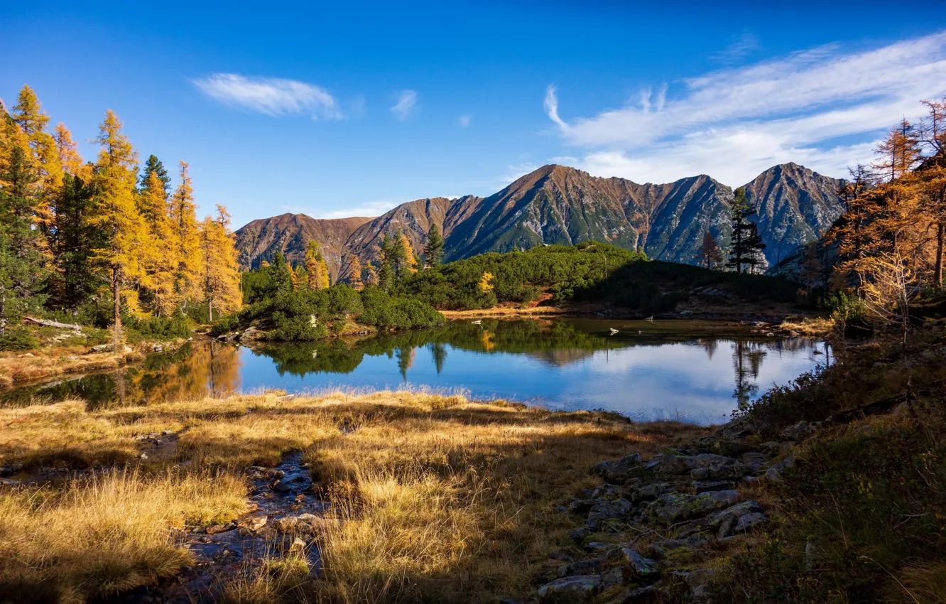 Фото обои осень, горы, озеро, Австрия