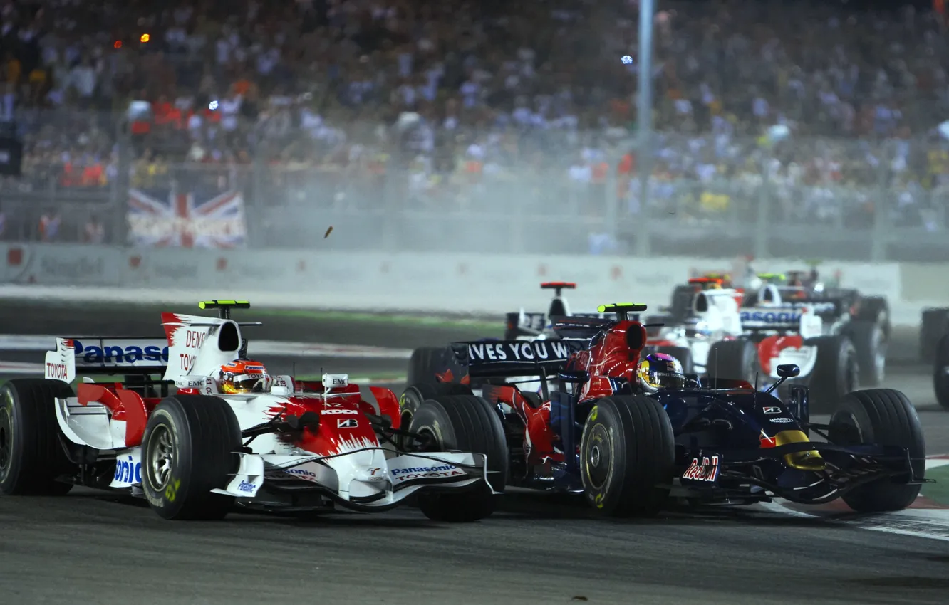 Фото обои 2008, Toyota, Formula 1, Timo Glock, Singapore, Sebastian Vettel, Toro Rosso