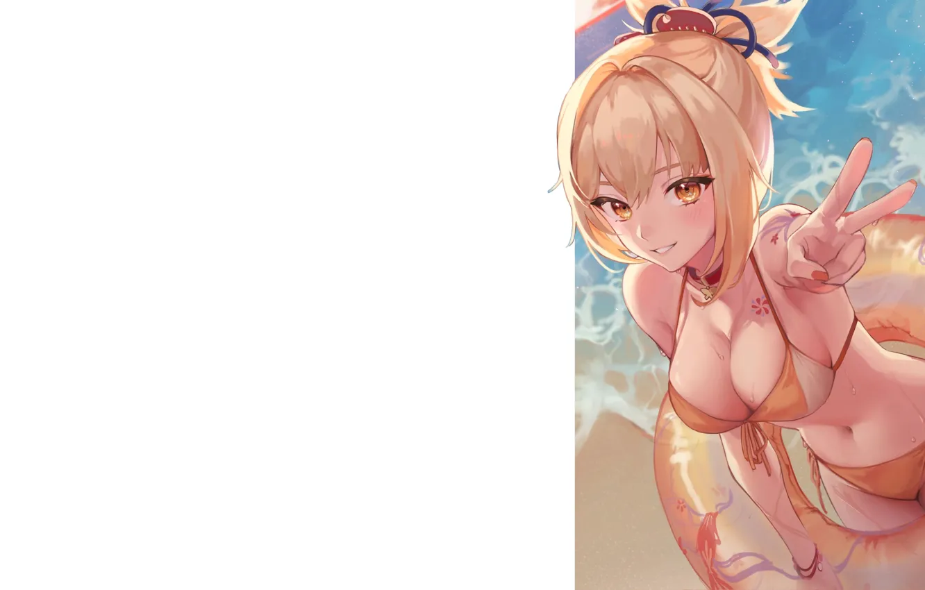Фото обои girl, hot, sexy, boobs, sexy girl, anime, pretty, blonde