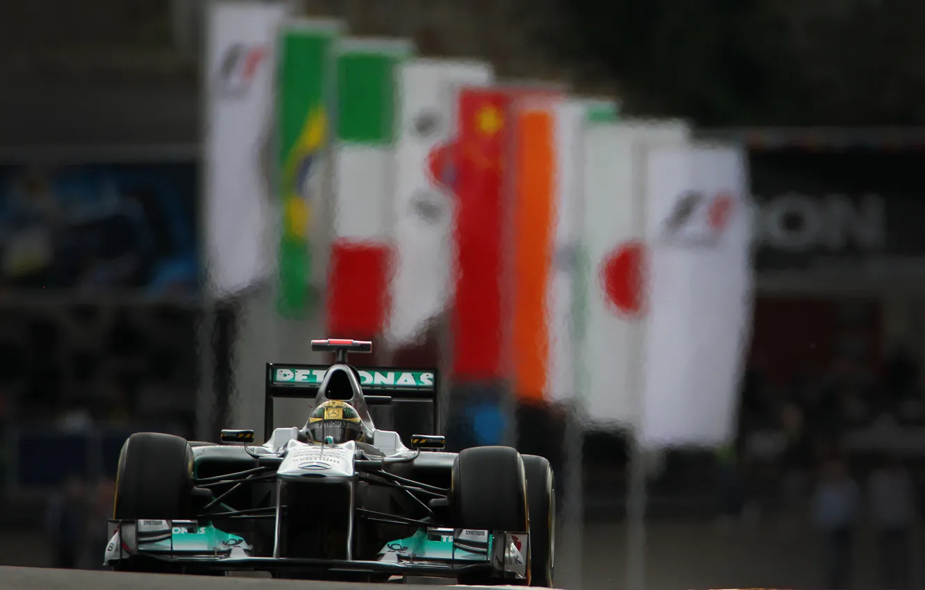Фото обои Mercedes GP, Формула-1, Мизаэль Шумахер, Бельгия 2011, Юбилейнаяя гонка