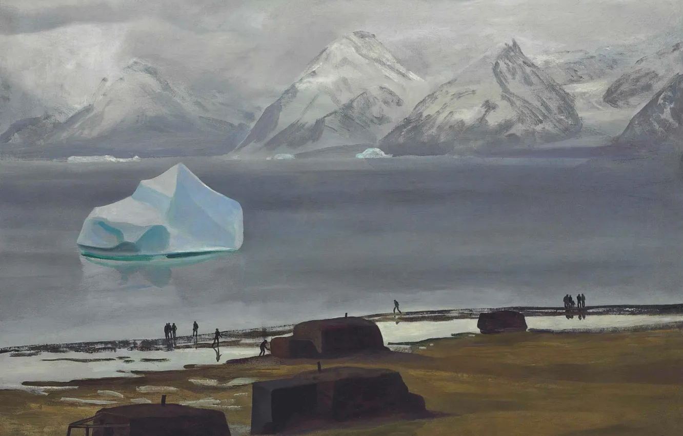 Фото обои пейзаж, картина, Rockwell Kent, Рокуэлл Кент, Весенняя Потепление. Гренландия