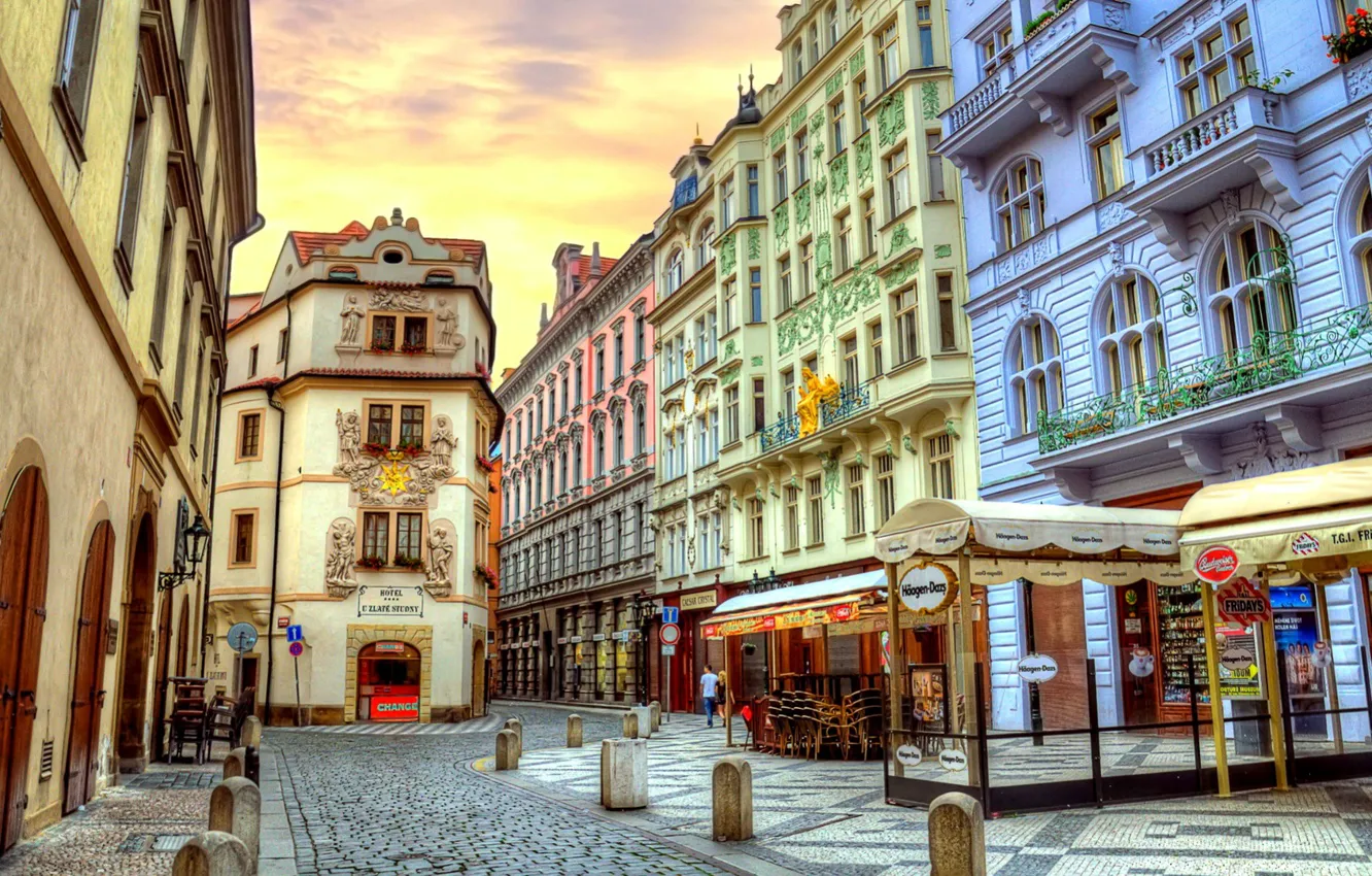 Фото обои улица, дома, Прага, Чехия, отель