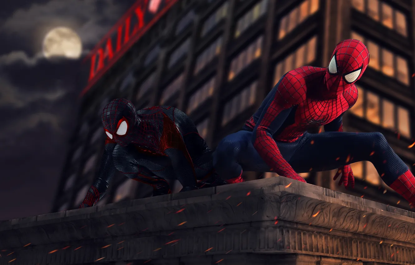 Фото обои marvel, Spider-Man, peter parker, Miles Morales