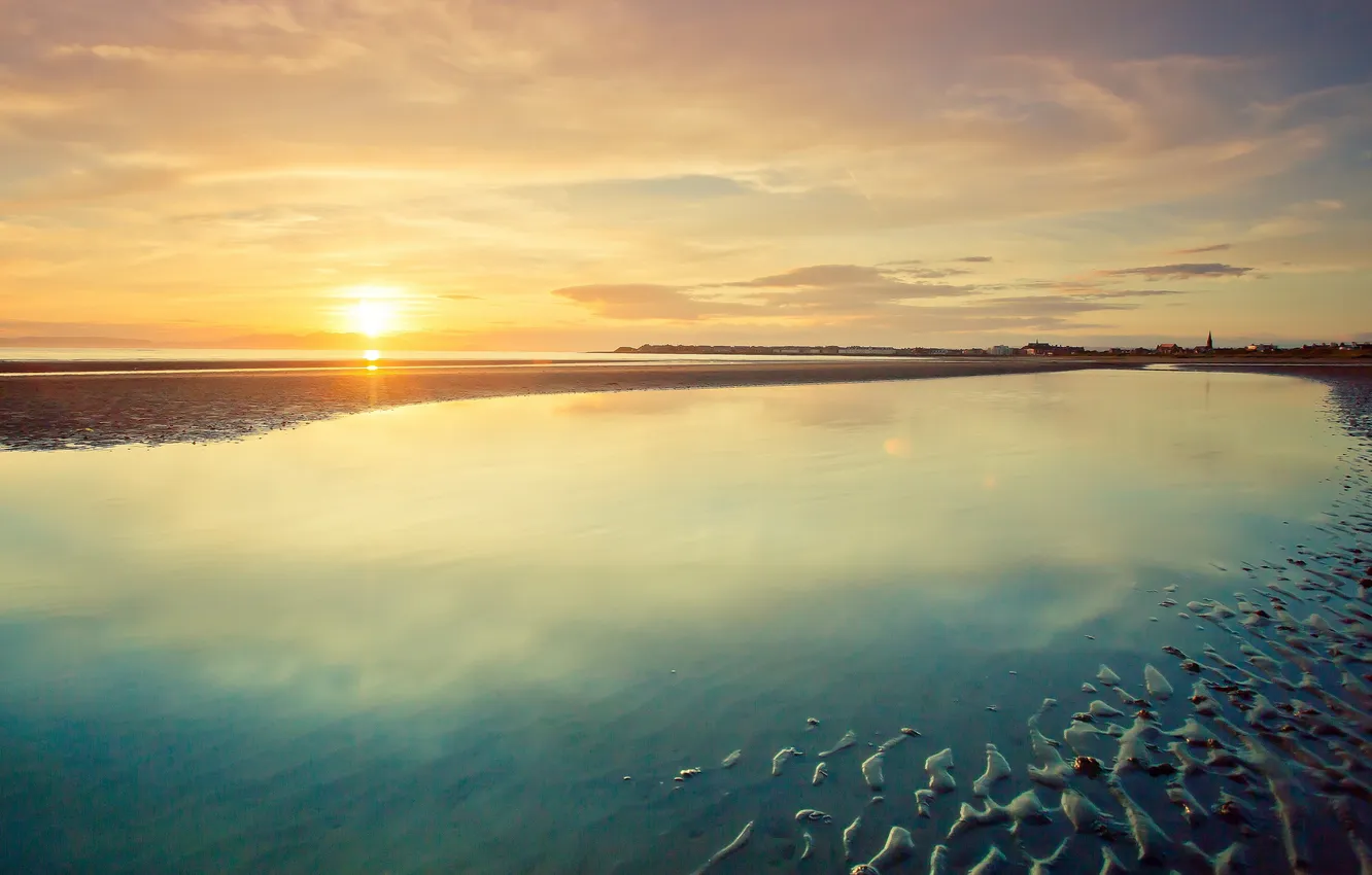 Фото обои море, пейзаж, закат