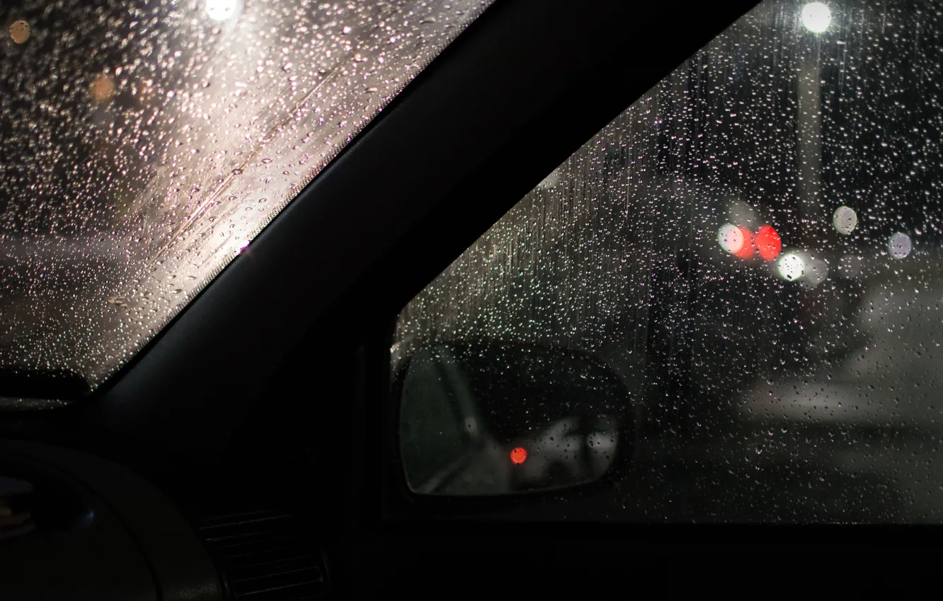Фото обои машина, капли, музыка, Дождь, боке