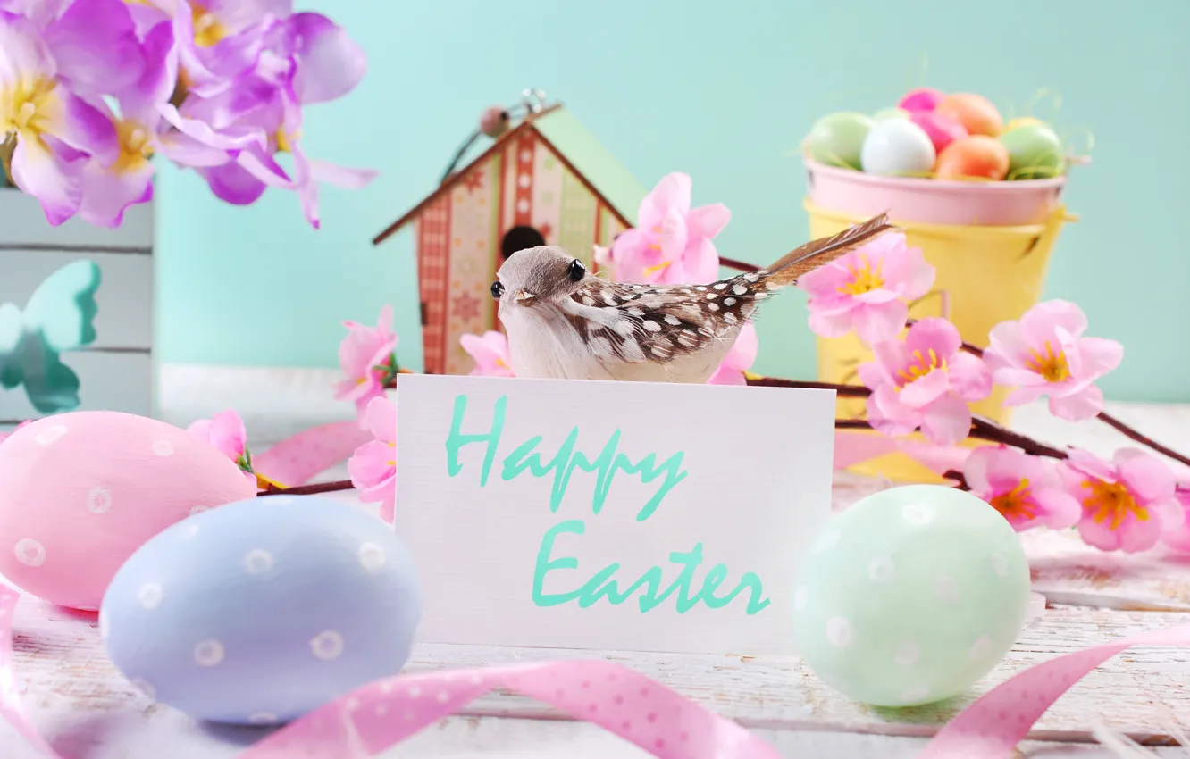 Фото обои цветы, яйца, весна, Пасха, flowers, spring, Easter, eggs