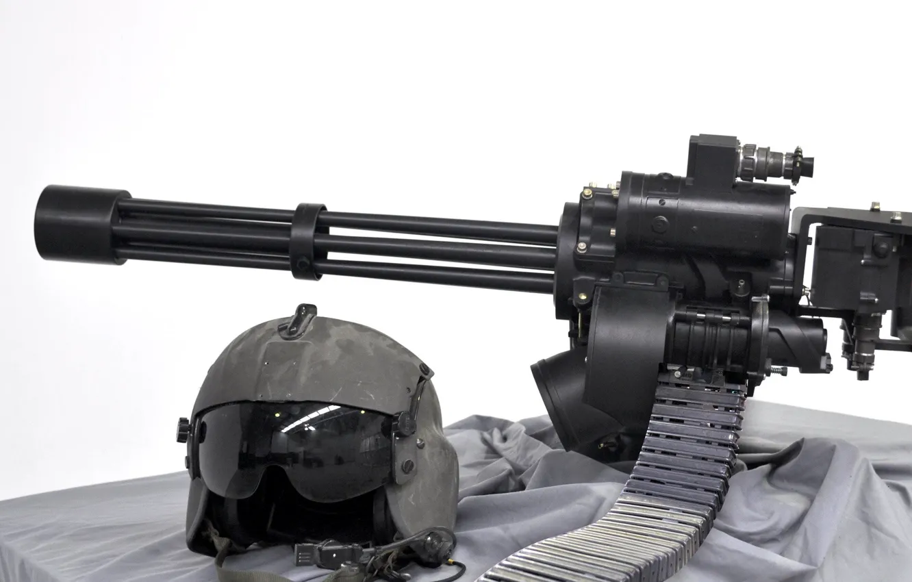 Фото обои gun, weapon, helmet, machine gun, Minigun, M134 Minigun, M134