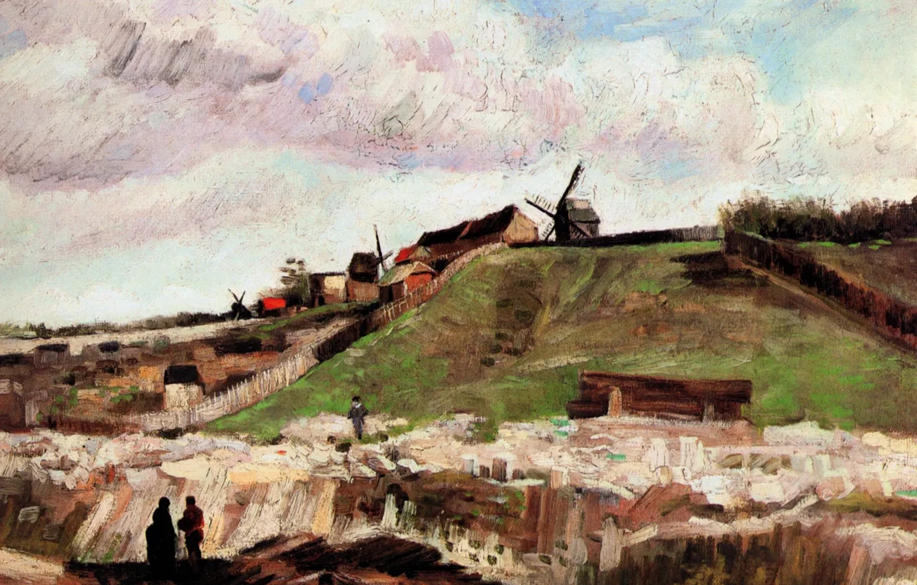 Фото обои мельница, Vincent van Gogh, of Montmartre with Quarry, The Hill