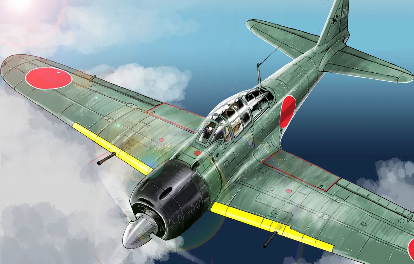 Фото обои Японский, Zero, палубный самолёт, Mitsubishi A6M, NJAF, A6M Reisen