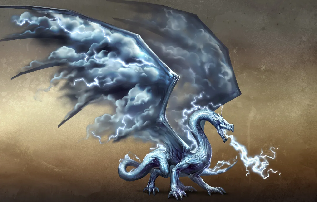 Фото обои огонь, дракон, крылья, лёд, art, wings, Герои Меча и Магии 6, dragon