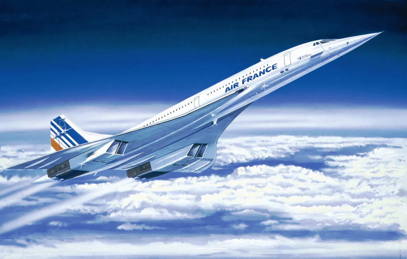 Фото обои art, airplane, painting, aviation, Concorde