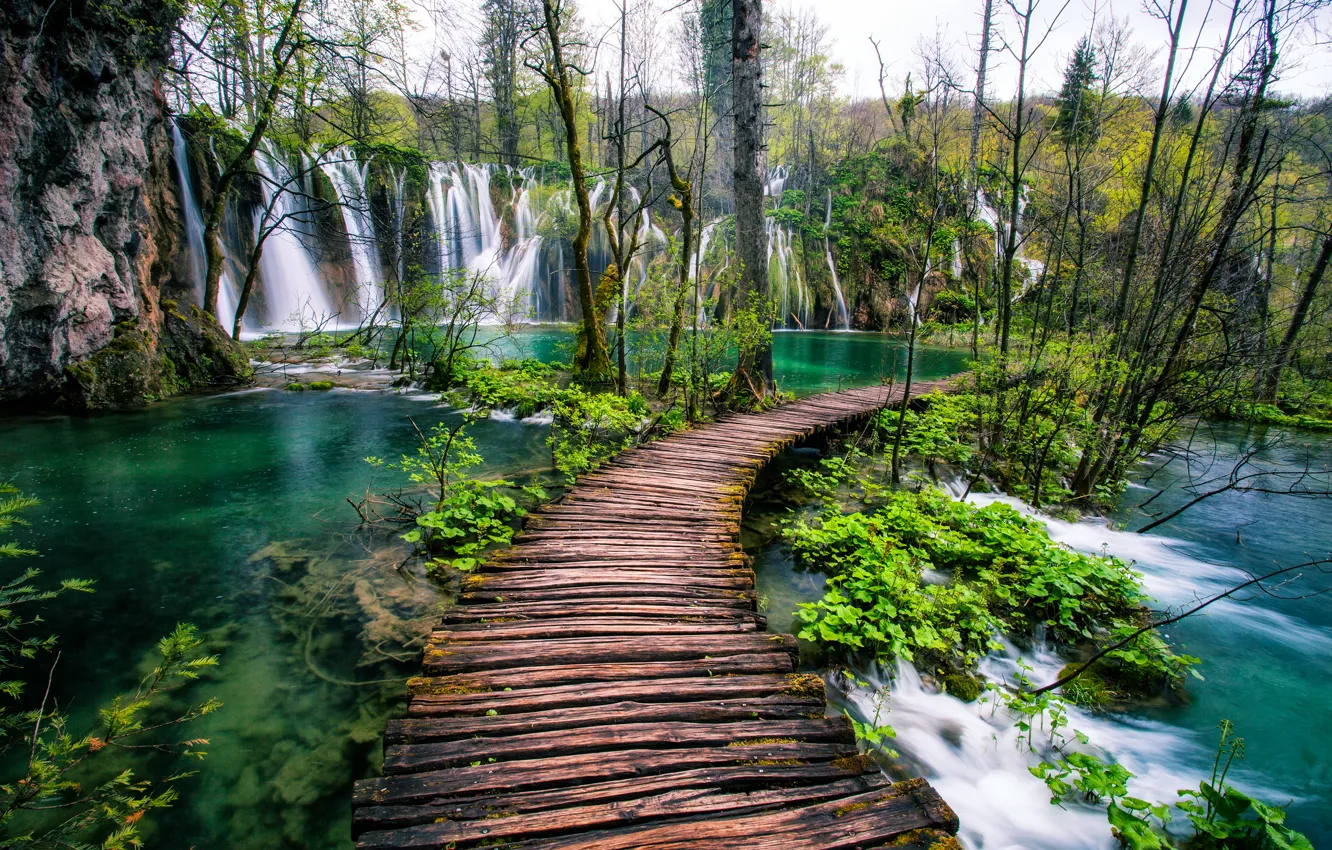 Фото обои Хорватия, национальный парк, Плитвицкие озёра, Plitvice Lakes