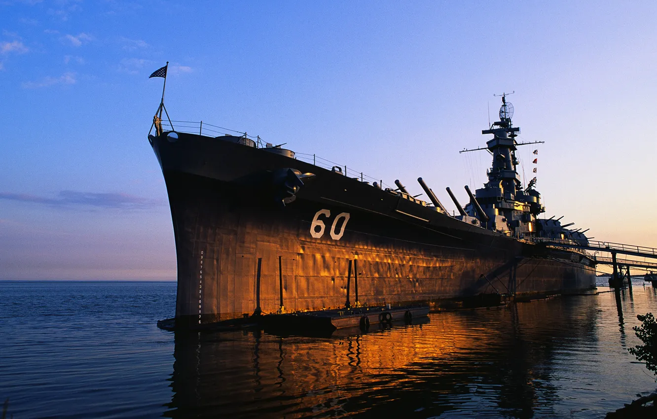 Фото обои линкор, Battleship, USS Alabama, линейный корабль