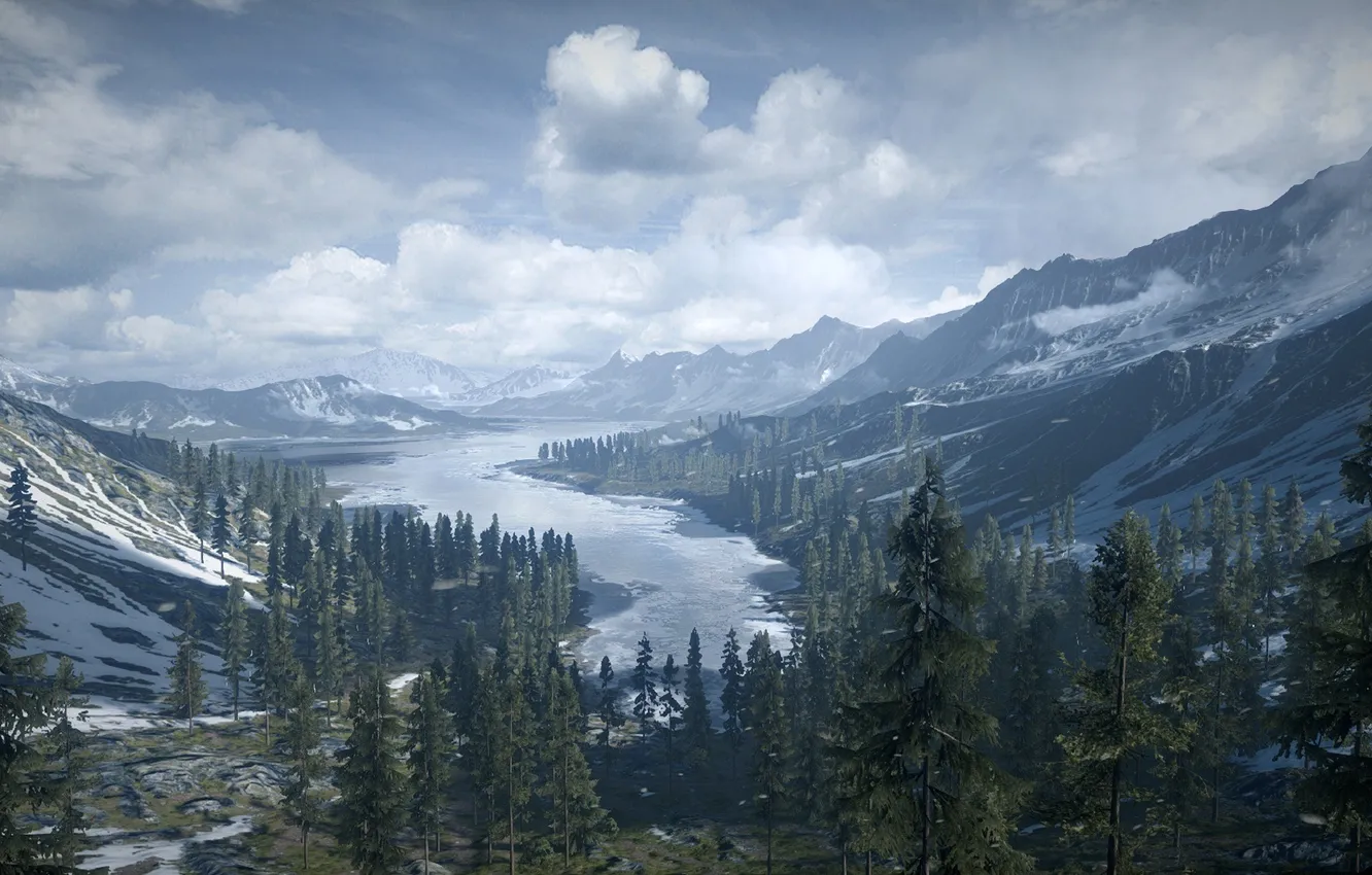 Фото обои Природа, Battlefield 3, Armored Kill, лес горы