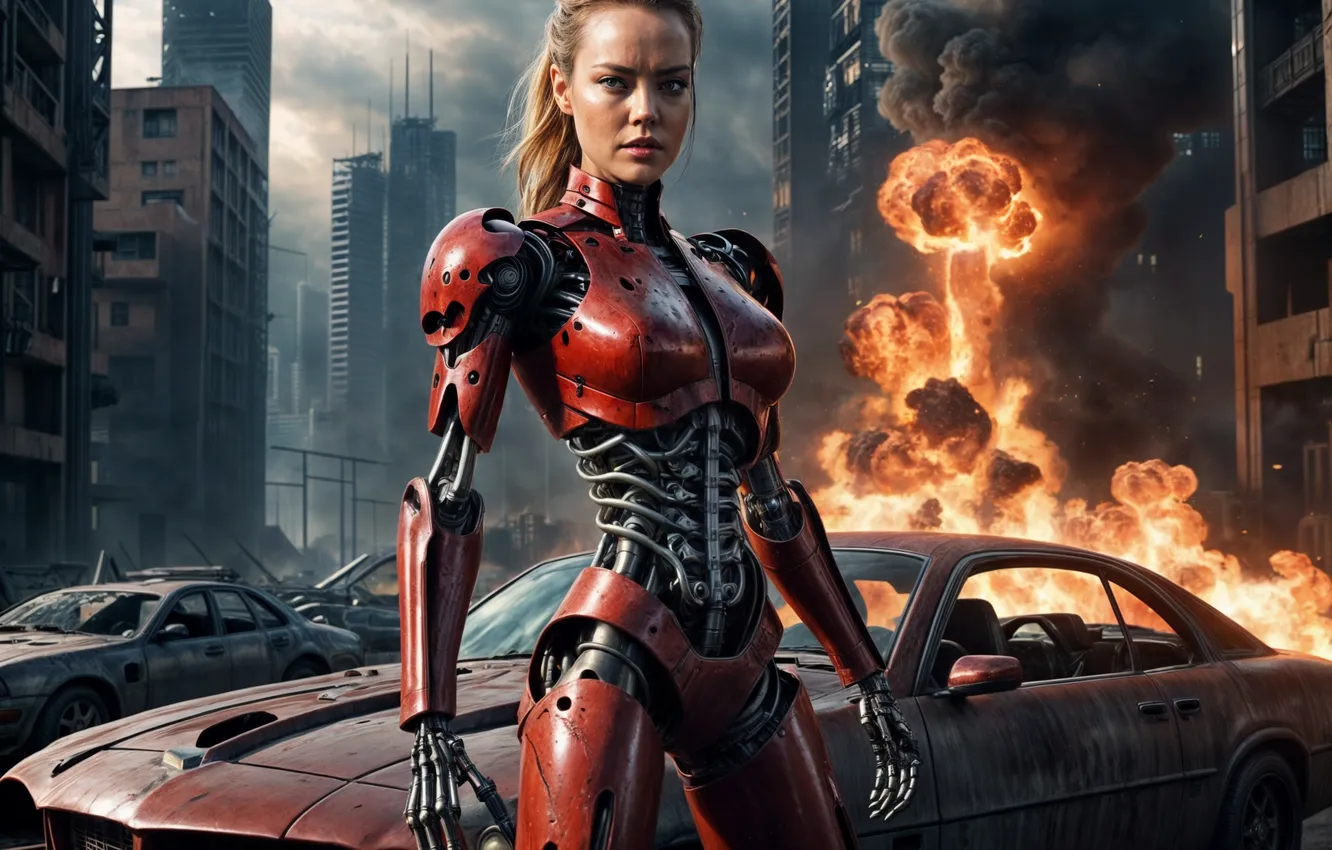 Фото обои девушка, Kristanna Loken, terminator, изображение сгенерировано ИИ