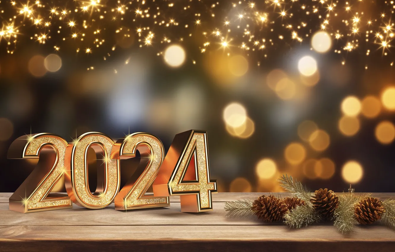Фото обои фон, золото, Новый Год, цифры, golden, new year, гирлянда, happy