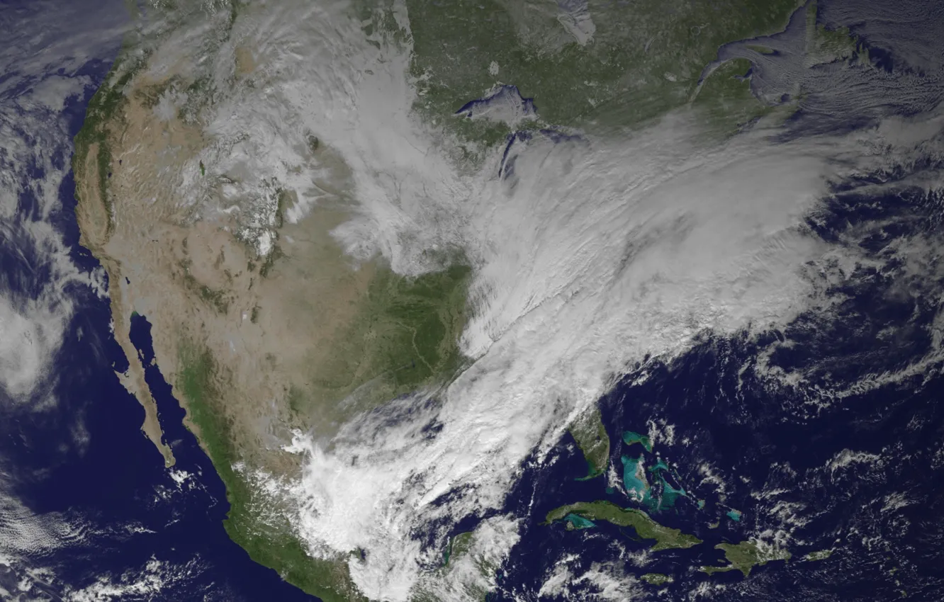 Фото обои острова, спутник, атмосфера, Земля, Earth, Северная Америка