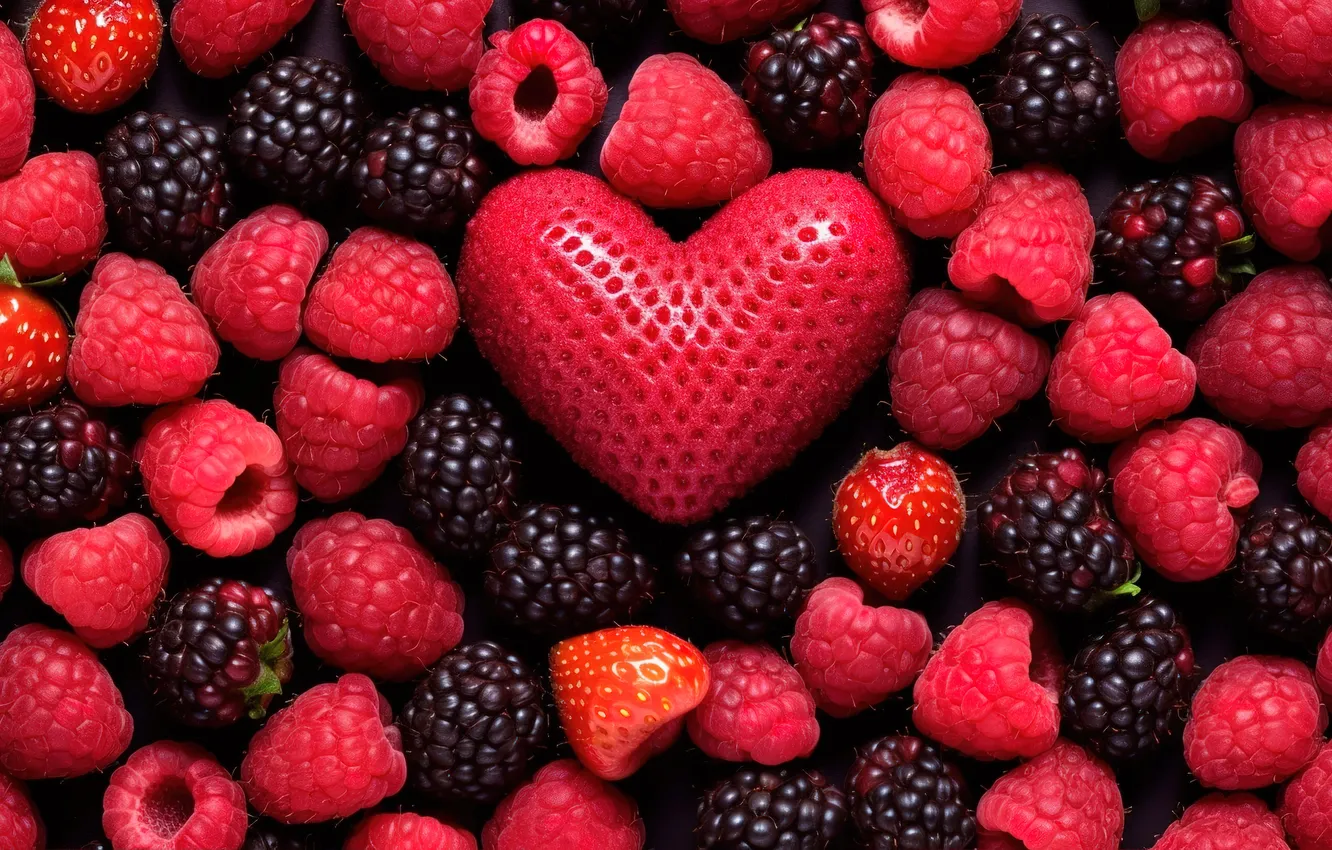 Фото обои любовь, ягоды, малина, фон, романтика, сердце, сердечки, love