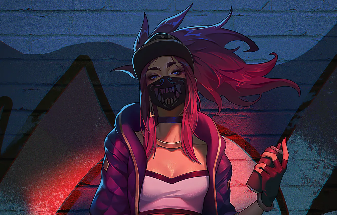 Фото обои Art, Graffiti, Akali, League of Legends, LoL, Spray, KDA