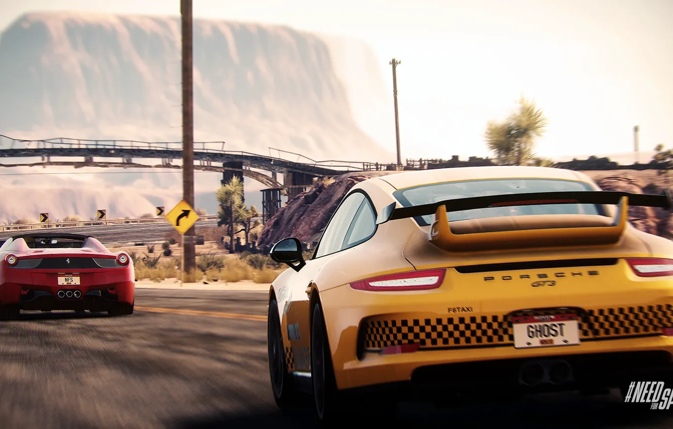 Фото обои Porsche, Need for Speed, nfs, GT3, 2013, Ferrari 458, Rivals, NFSR