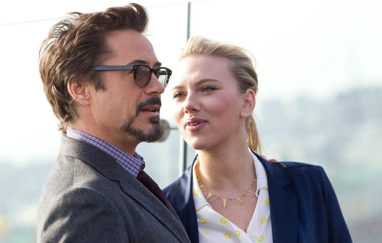 Фото обои знаменитости, Scarlett Johansson, очки, блондинка, Скарлетт Йоханссон, актеры, железный человек, Iron Man