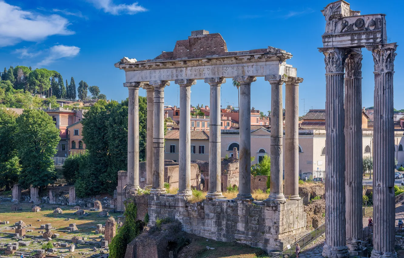 Фото обои Рим, Италия, Развалины, Колонна, Roman Forum