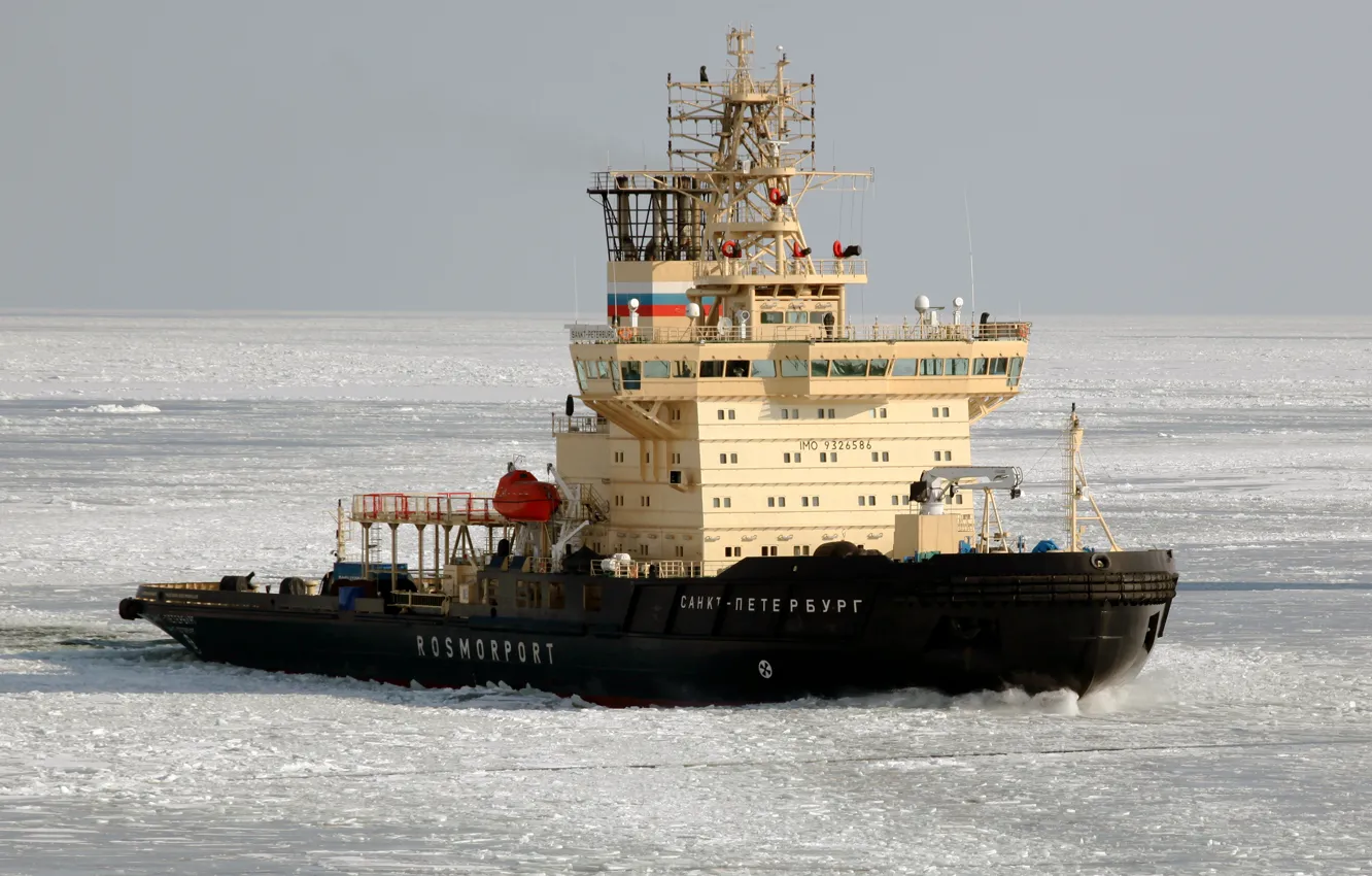 Фото обои лед, море, Санкт-Петербург, Ледокол, gulf, Finland, port, Финский залив