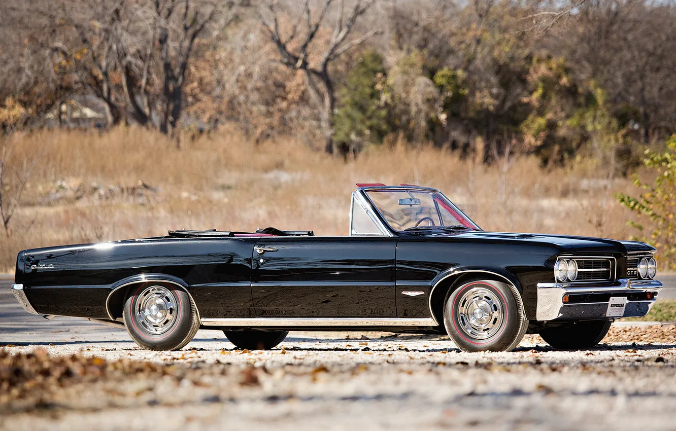 Фото обои Кабриолет, Pontiac, GTO, Понтиак, 1964, ретро автомобили, Convertible, LeMans
