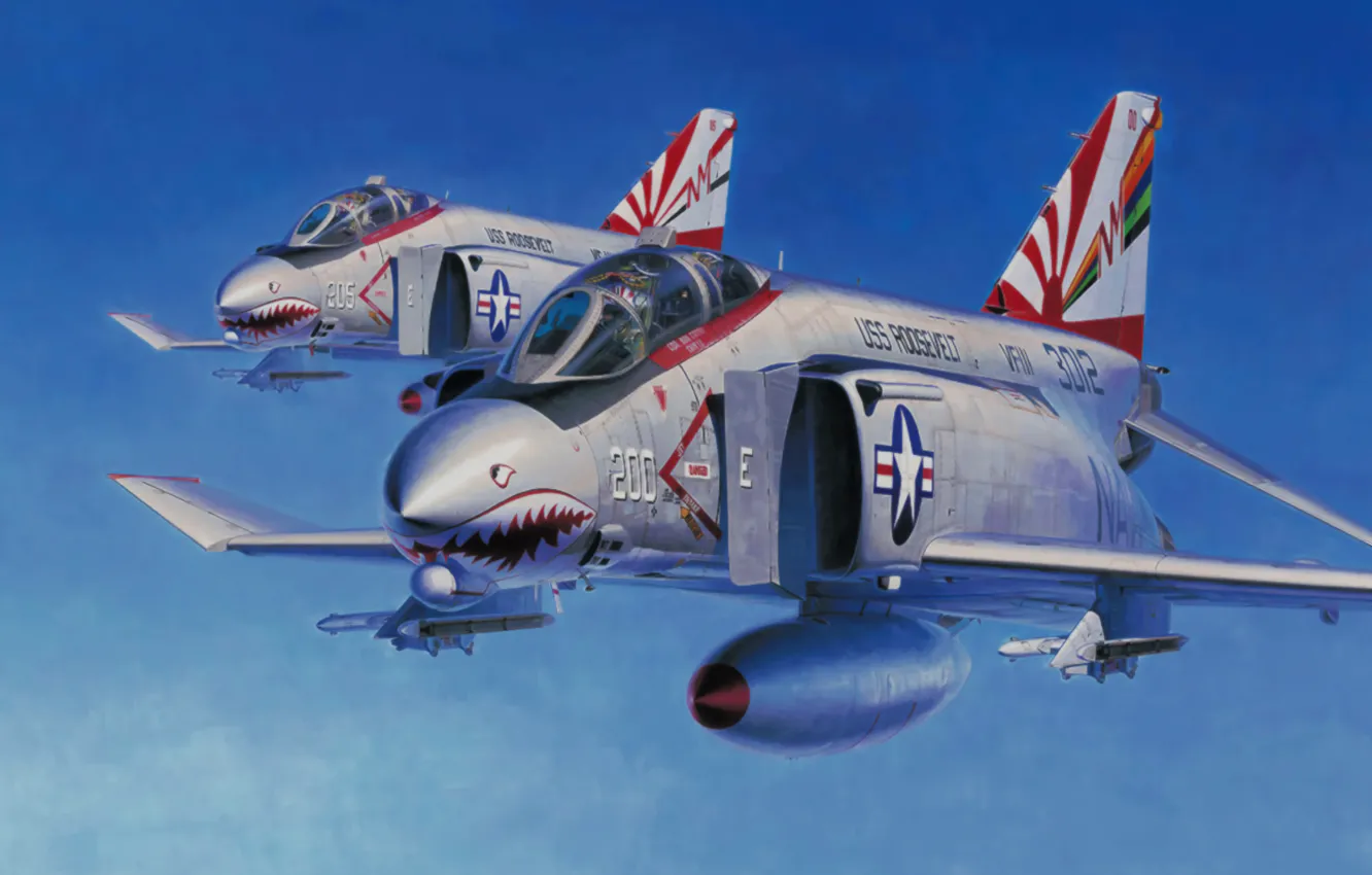 Фото обои fighter, bomber, war, art, painting, aviation, jet, ww2
