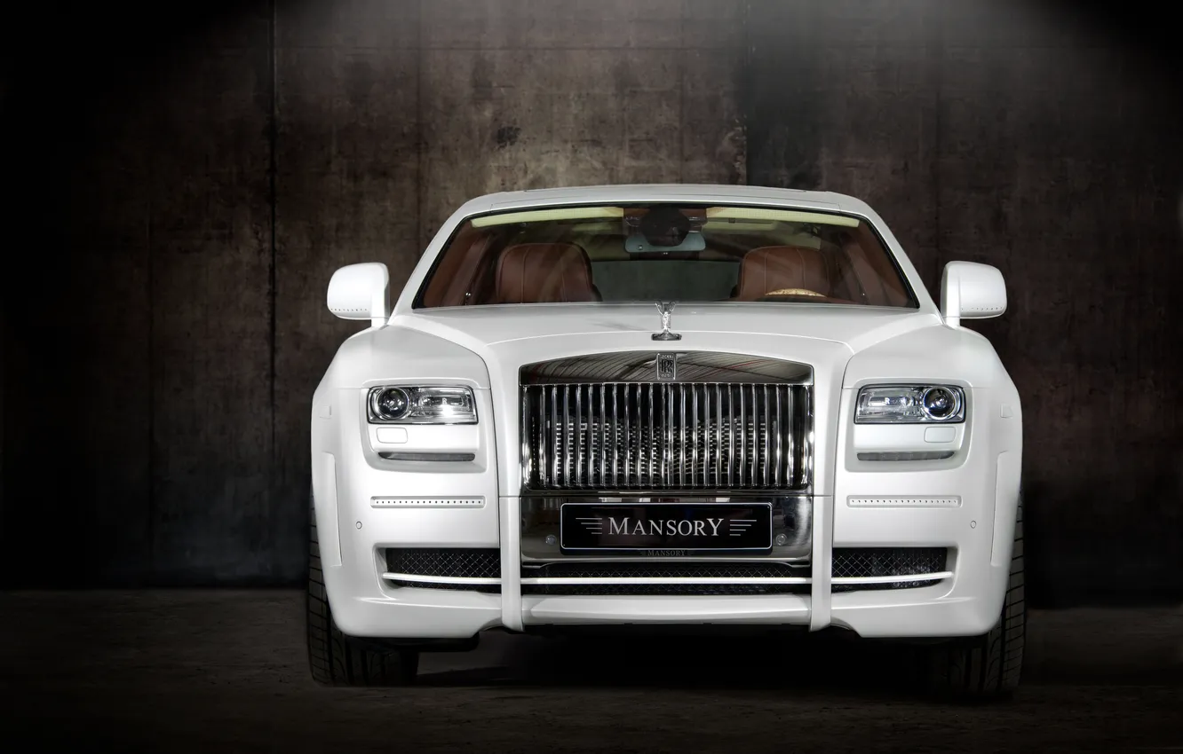 Фото обои Rolls-Royce, 2010, вид спереди, Mansory, решетка радиатора, Limited, White Ghost, Mansory Rolls-Royce White Ghost Limited